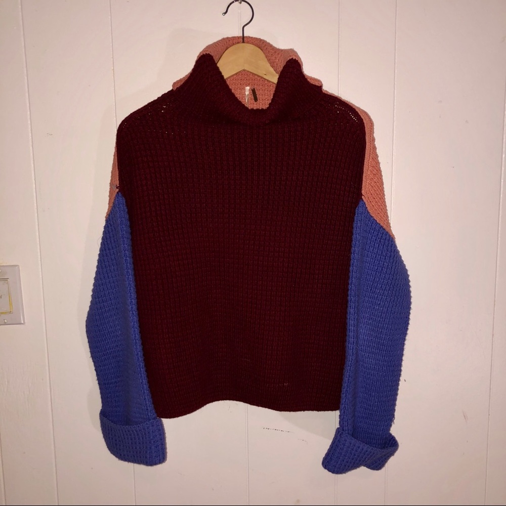 NEW Free People Color block Chunky Sweater